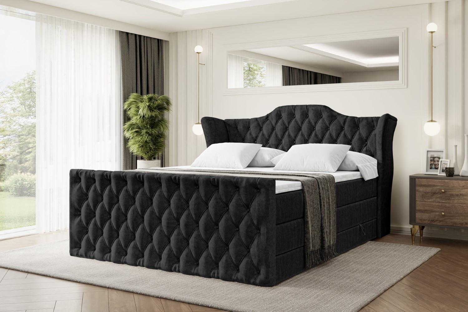 wohnli-moebel-suche-800000641713-1 BOXSPRINGBETT VILA-Z KING - 120x200 - H3/H4 - Schwarz Holzwerkstoff ALTDECOR Möbel > Betten > Boxspringbetten Schwarz