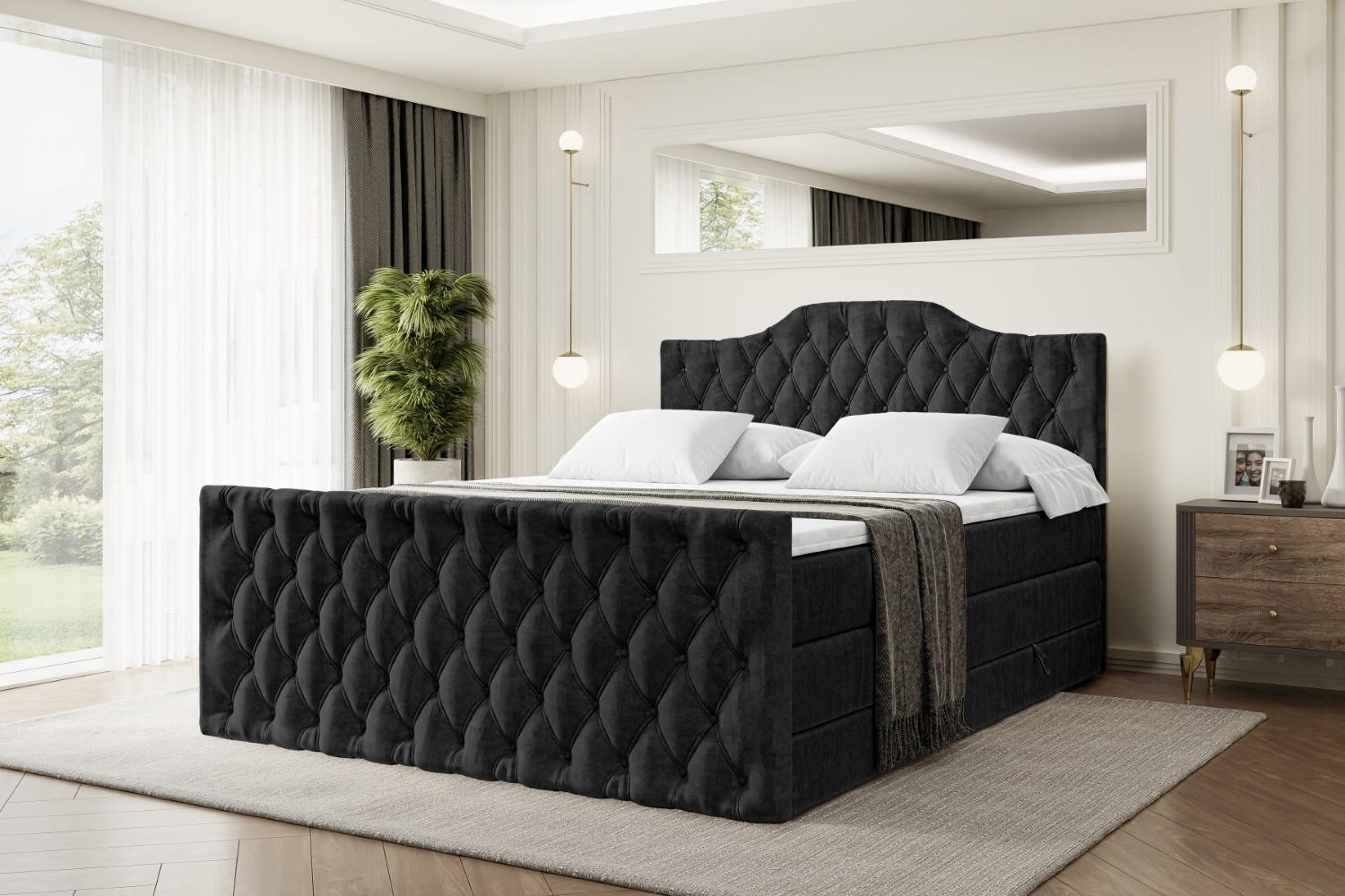 wohnli-moebel-suche-800000641719-1 BOXSPRINGBETT VILA-1-Z KING - 140x200 - H3/H4 - Schwarz Holzwerkstoff ALTDECOR Möbel > Betten > Boxspringbetten Schwarz