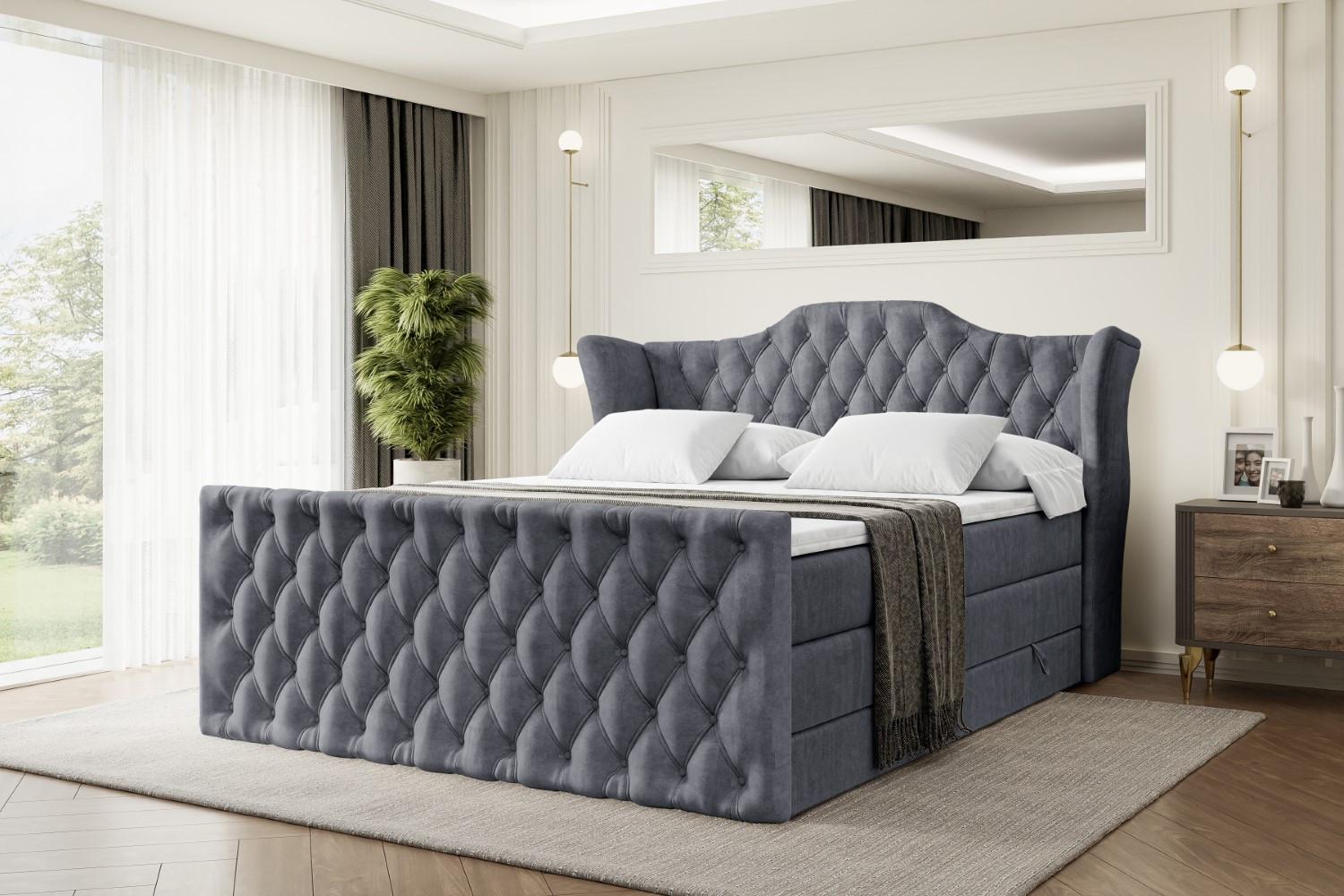wohnli-moebel-suche-800000641726-1 BOXSPRINGBETT VILA-Z KING - 140x200 - H3/H4 - Dunkelgrau Holzwerkstoff ALTDECOR Möbel > Betten > Boxspringbetten Grau