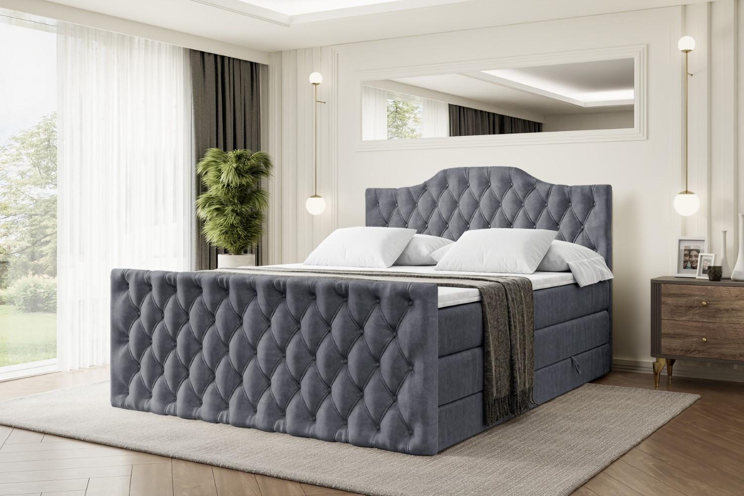 wohnli-moebel-suche-800000641734-1 BOXSPRINGBETT VILA-1-Z KING - 140x200 - H3/H4 - Dunkelgrau Holzwerkstoff ALTDECOR Möbel > Betten > Boxspringbetten Grau