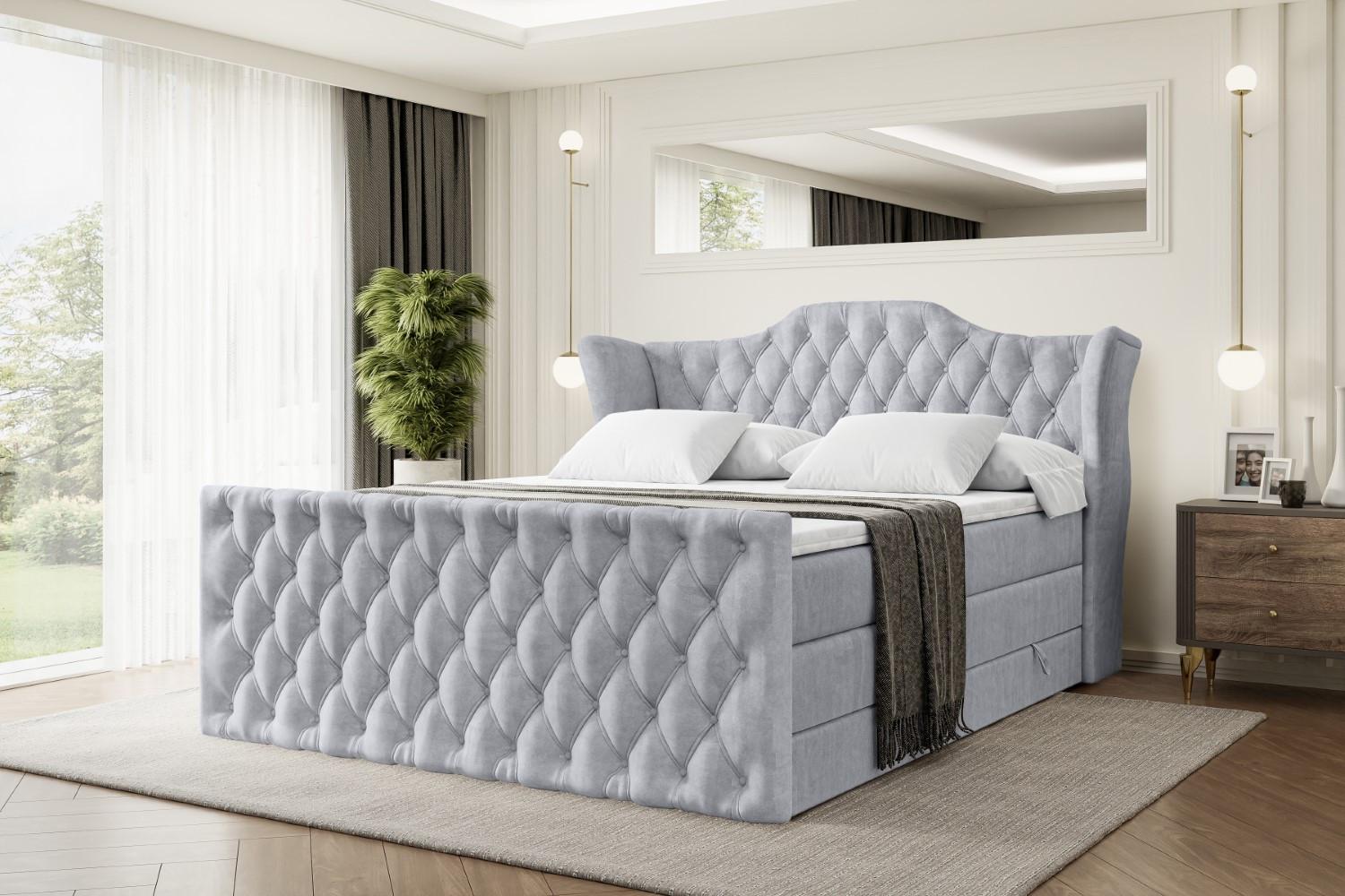 wohnli-moebel-suche-800000641736-1 BOXSPRINGBETT VILA-Z KING - 120x200 - H3/H4 - Hellgrau Holzwerkstoff ALTDECOR Möbel > Betten > Boxspringbetten Grau