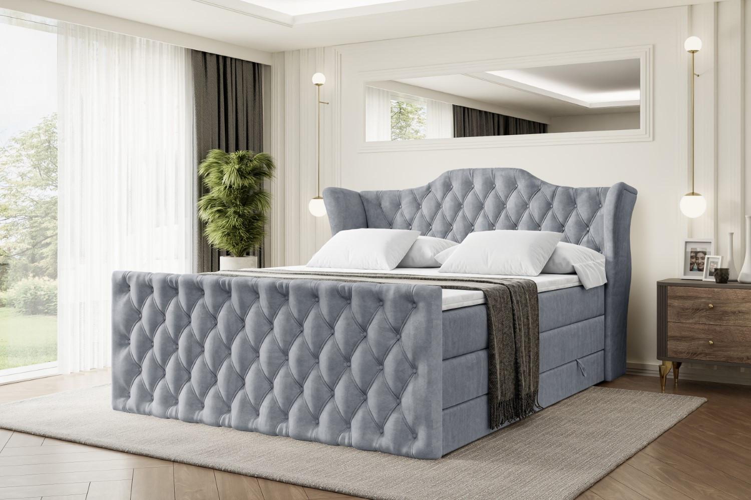 wohnli-moebel-suche-800000641741-1 BOXSPRINGBETT VILA-Z KING - 120x200 - H3/H4 - Grau Holzwerkstoff ALTDECOR Möbel > Betten > Boxspringbetten Grau