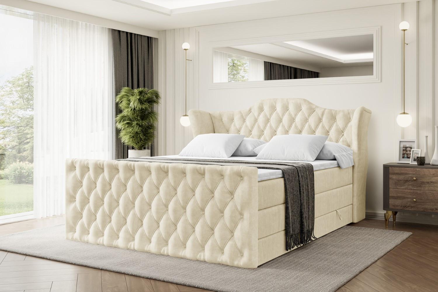 wohnli-moebel-suche-800000641753-1 BOXSPRINGBETT VILA-Z KING - 160x200 - H3/H4 - Beige Holzwerkstoff ALTDECOR Möbel > Betten > Boxspringbetten Beige