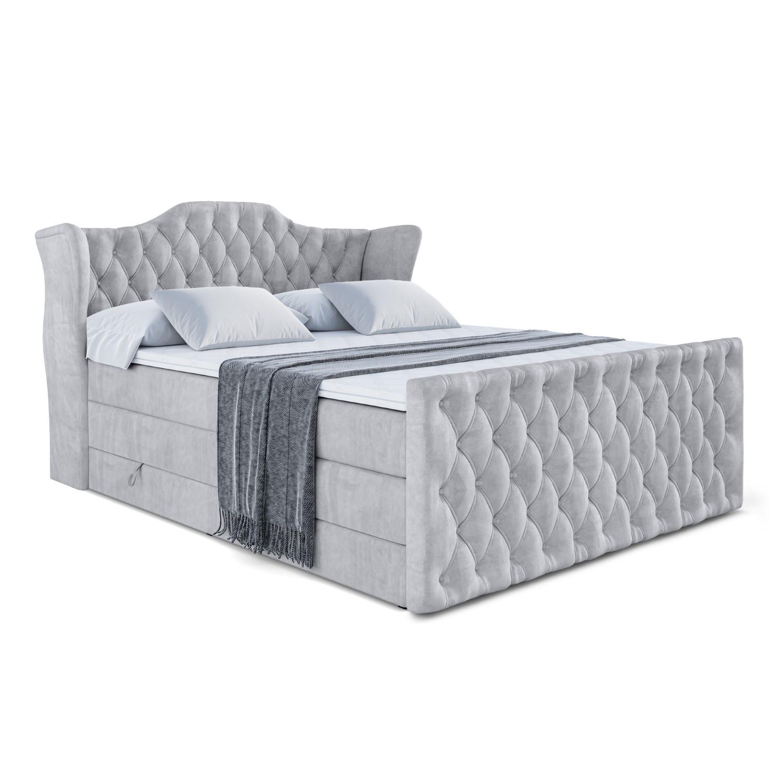 Wohnli Möbelsuche - BOXSPRINGBETT VILA-Z KING - 180x200 - H3/H4 - Hellgrau