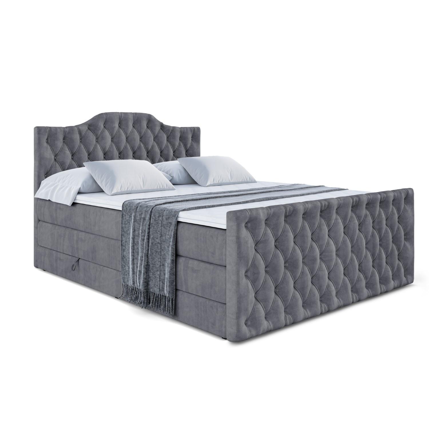 Wohnli Möbelsuche - BOXSPRINGBETT VILA-1-Z KING - 120x200 - H3/H4 - Dunkelgrau