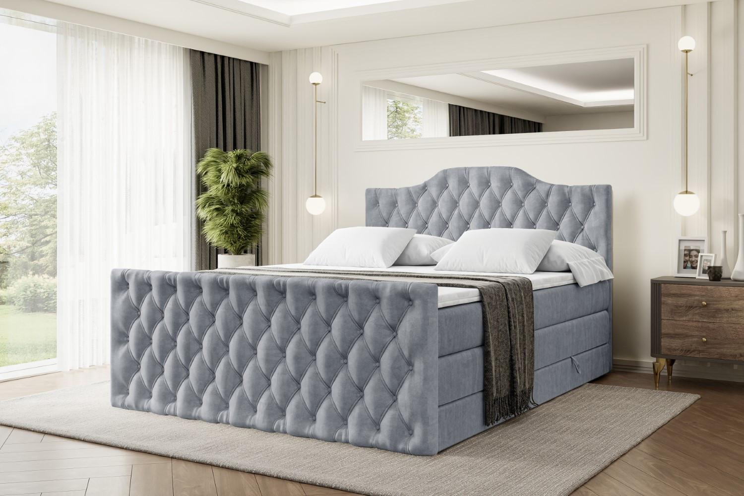 wohnli-moebel-suche-800000641778-1 BOXSPRINGBETT VILA-1-Z KING - 200x200 - H3/H4 - Grau Holzwerkstoff ALTDECOR Möbel > Betten > Boxspringbetten Grau