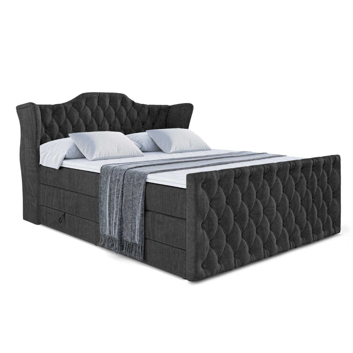 Wohnli Möbelsuche - BOXSPRINGBETT VILA-Z KING - 200x200 - H3/H4 - Schwarz