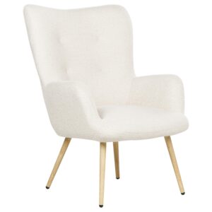 SESSEL Bouclé cremeweiß mit Hocker Vejle Textil Beliani Möbel > Sessel > Polstersessel Weiß