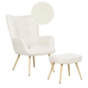 Wohnli Möbelsuche - SESSEL Bouclé cremeweiß mit Hocker Vejle
