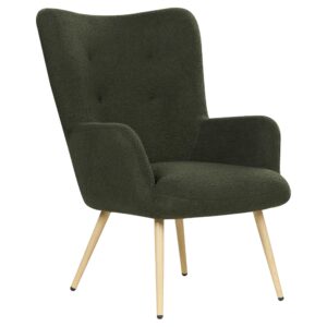 wohnli-moebel-suche-800000643272-1 SESSEL Bouclé dunkelgrün mit Hocker Vejle Textil Beliani Möbel > Sessel > Polstersessel Braun