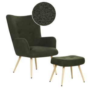 wohnli-moebel-suche-800000643272 Wohnli Möbelsuche - SESSEL Bouclé dunkelgrün mit Hocker Vejle