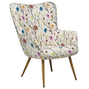 SESSEL Blumenmotiv cremeweiß mit Hocker Vejle Textil Beliani Möbel > Sessel > Polstersessel Braun