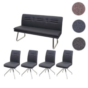 wohnli-moebel-suche-800000643717-1 ESSZIMMER-SET Anthrazit 5er-Set Textil MCW Möbel > Bänke > Sitzbänke Anthrazit