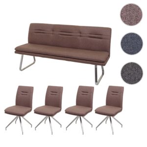 wohnli-moebel-suche-800000643731-1 ESSZIMMER-SET Braun 5er-Set Textil MCW Möbel > Bänke > Sitzbänke Braun