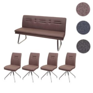 wohnli-moebel-suche-800000643734-1 ESSZIMMER-SET Braun 5er-Set Textil MCW Möbel > Bänke > Sitzbänke Braun