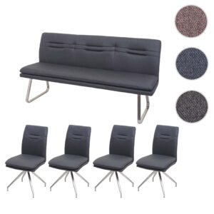 wohnli-moebel-suche-800000643736-1 ESSZIMMER-SET Anthrazit 5er-Set Textil MCW Möbel > Bänke > Sitzbänke Anthrazit