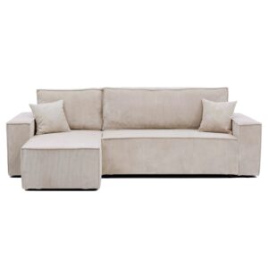 ECKSOFA Paris mit Schlaffunktion Cord Textil Idohome Möbel > Sofas & Couches > Wohnlandschaften > Ecksofas Beige