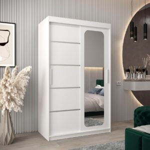 wohnli-moebel-suche-800000645707-1 SCHWEBETÜRENSCHRANK 200/120/62 2-türig Holz MÖBEL KRYSPOL Möbel > Schränke > Kleiderschränke > Schwebetürenschränke Weiß