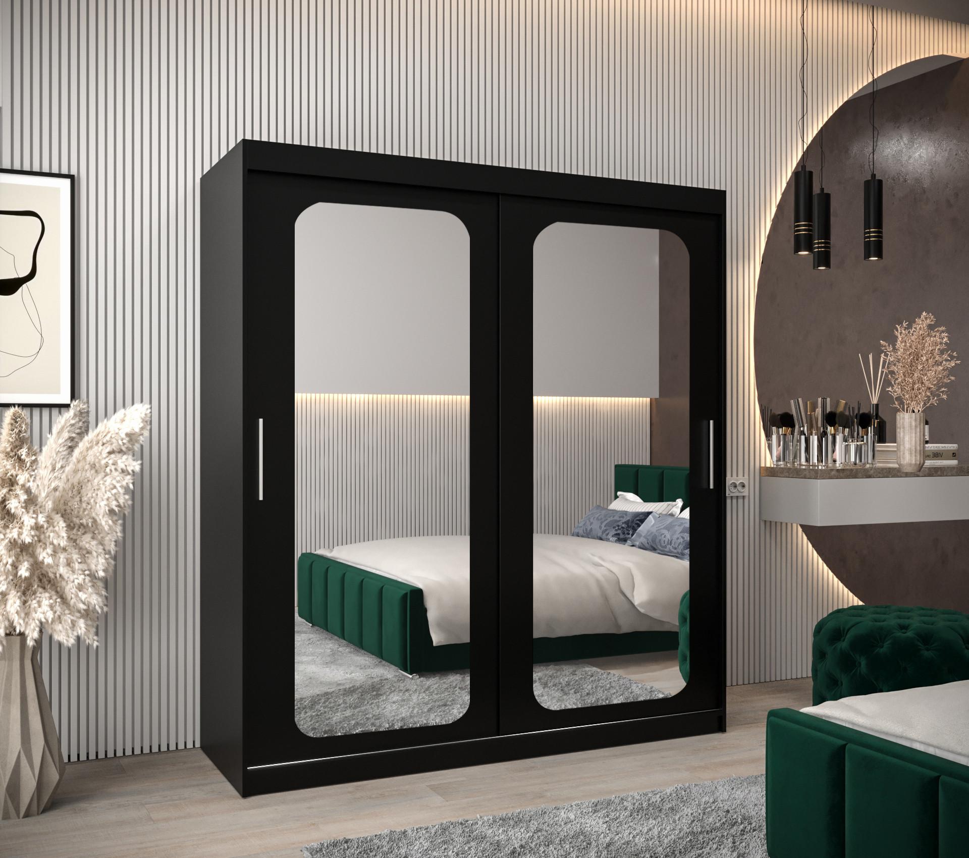 wohnli-moebel-suche-800000645741-1 SCHWEBETÜRENSCHRANK 200/180/62 2-türig Holz MÖBEL KRYSPOL Möbel > Schränke > Kleiderschränke > Schwebetürenschränke Schwarz