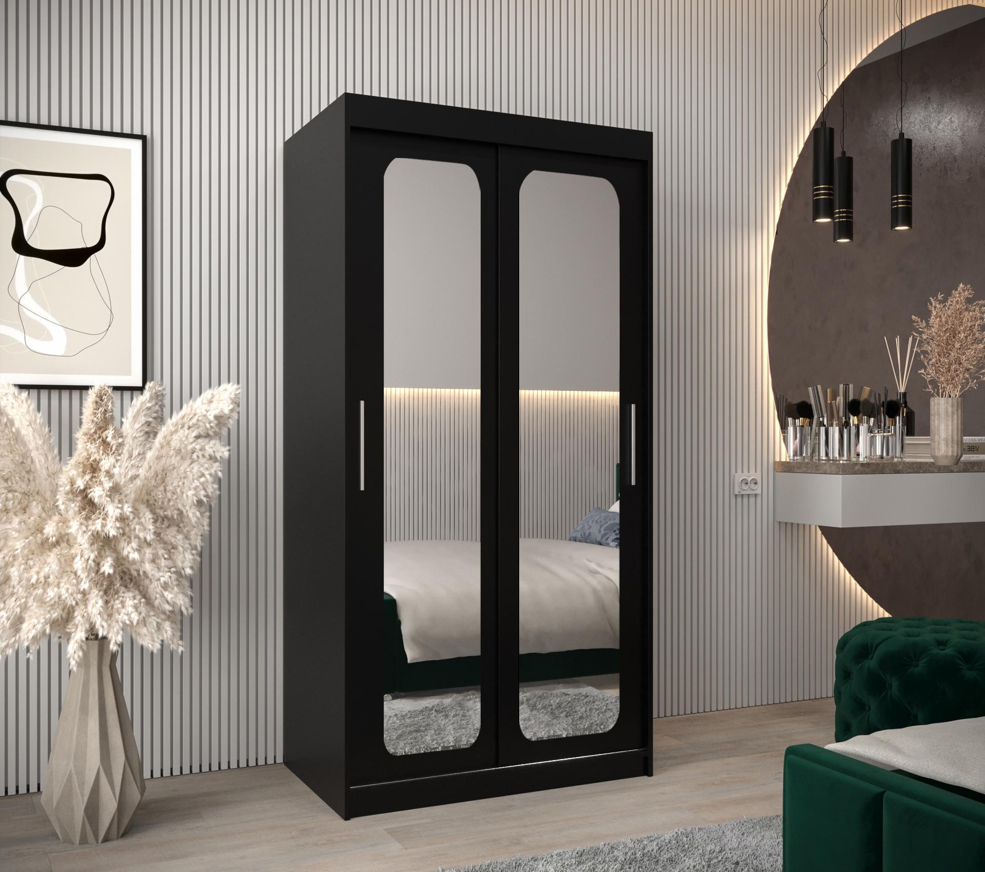 wohnli-moebel-suche-800000645761-1 SCHWEBETÜRENSCHRANK 200/100/62 2-türig Holz MÖBEL KRYSPOL Möbel > Schränke > Kleiderschränke > Schwebetürenschränke Schwarz