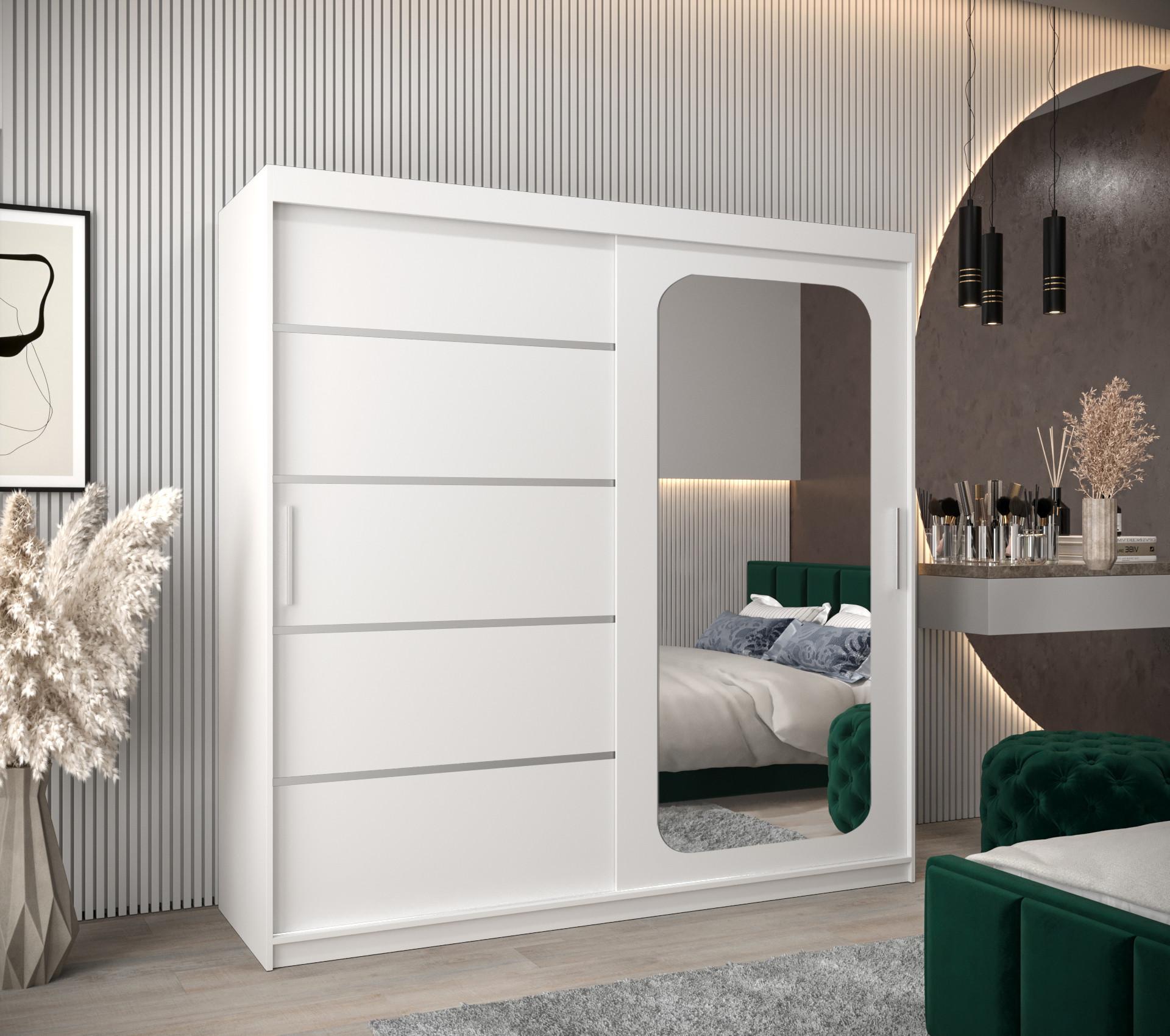 wohnli-moebel-suche-800000645767-1 SCHWEBETÜRENSCHRANK 200/200/62 2-türig Holz MÖBEL KRYSPOL Möbel > Schränke > Kleiderschränke > Schwebetürenschränke Weiß