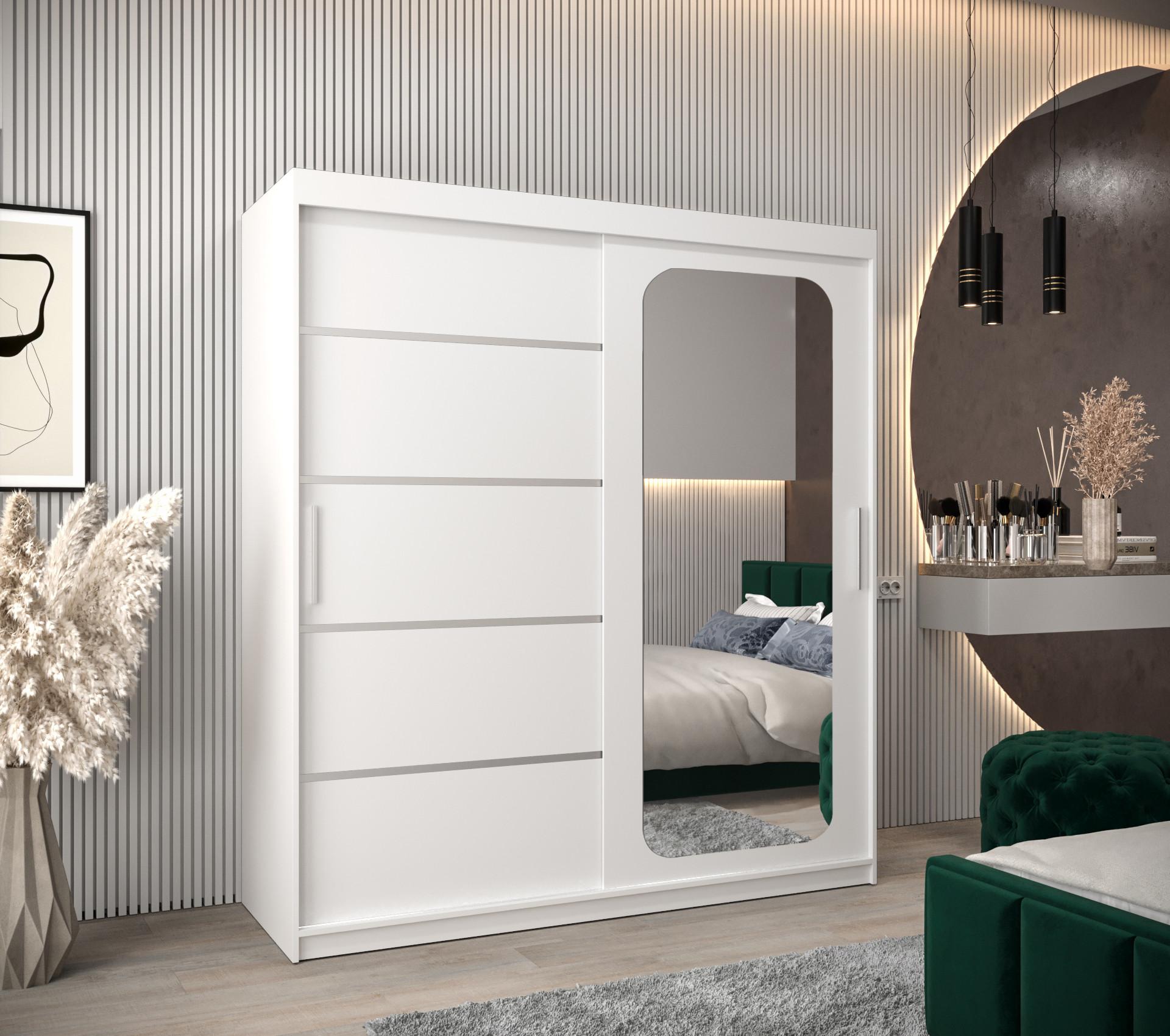 wohnli-moebel-suche-800000645777-1 SCHWEBETÜRENSCHRANK 200/180/62 2-türig Holz MÖBEL KRYSPOL Möbel > Schränke > Kleiderschränke > Schwebetürenschränke Weiß