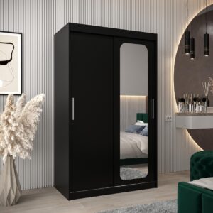 wohnli-moebel-suche-800000645811-1 SCHWEBETÜRENSCHRANK 200/120/62 2-türig Holz MÖBEL KRYSPOL Möbel > Schränke > Kleiderschränke > Schwebetürenschränke Schwarz