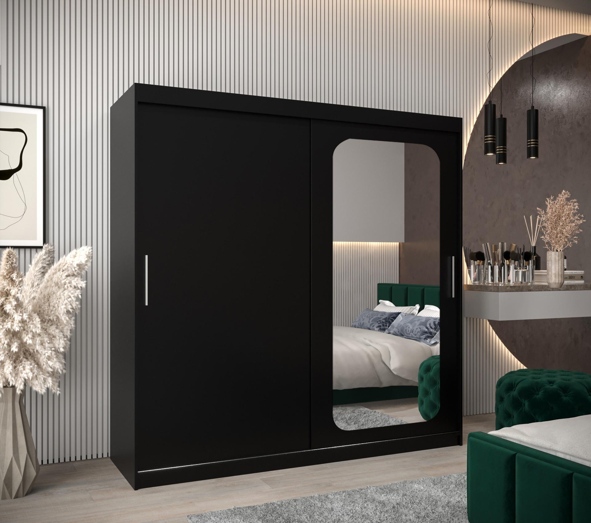 wohnli-moebel-suche-800000645851-1 SCHWEBETÜRENSCHRANK 200/200/62 2-türig Holz MÖBEL KRYSPOL Möbel > Schränke > Kleiderschränke > Schwebetürenschränke Schwarz