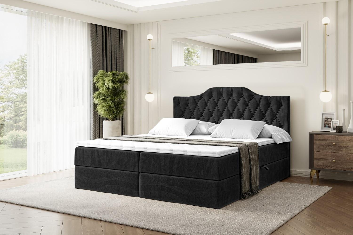 wohnli-moebel-suche-800000645988-1 BOXBETT mit Matratze H4 und Lattenrost - VILA-1 - 120x200 cm - H4 - Schwarz Holzwerkstoff ALTDECOR Möbel > Betten > Boxspringbetten Schwarz