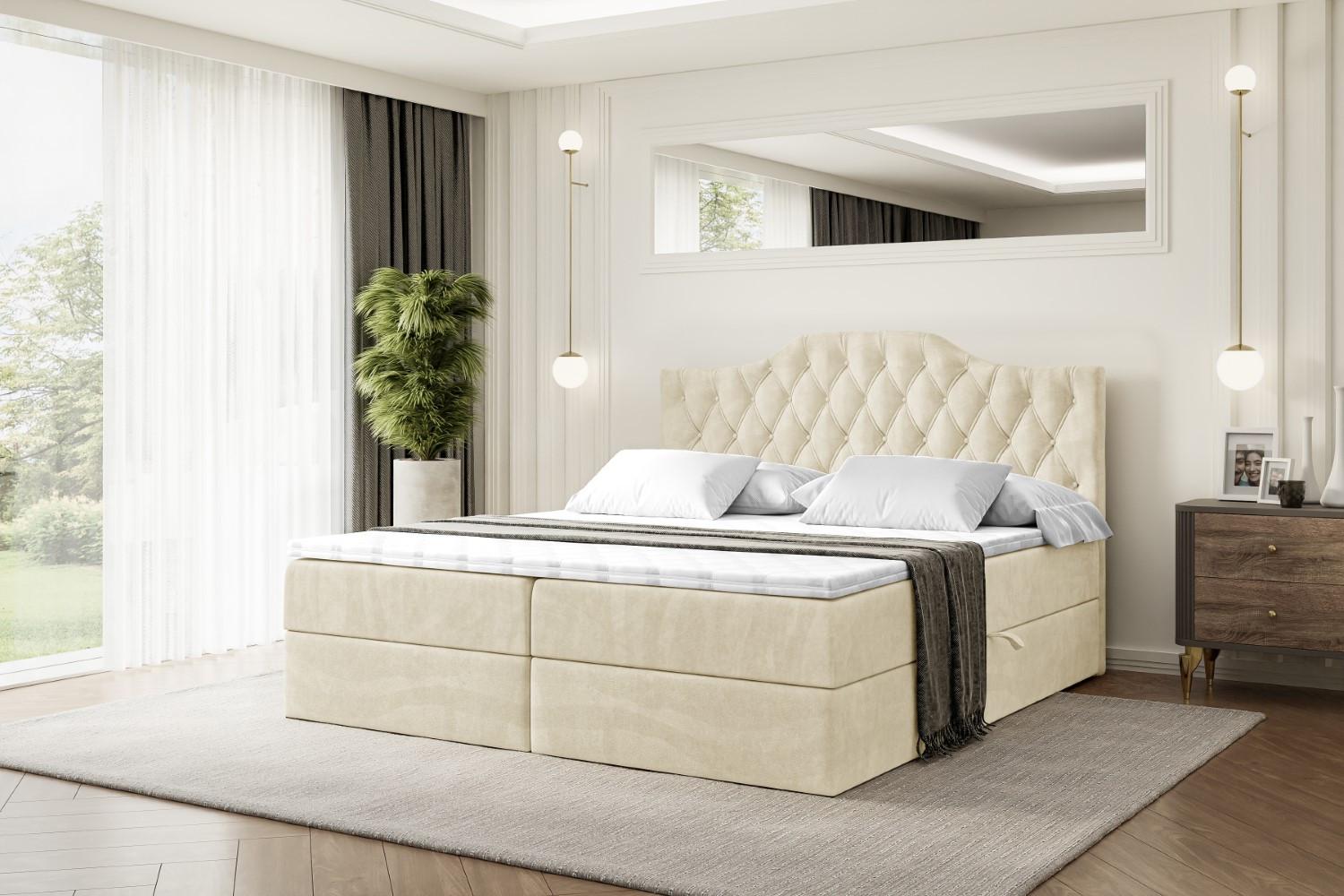wohnli-moebel-suche-800000645995-1 BOXBETT VILA-1 - 200x200 cm - H3 - Beige Holzwerkstoff ALTDECOR Möbel > Betten > Boxspringbetten Beige
