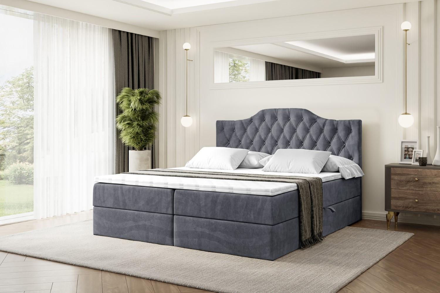 BOXBETT mit Matratze H3 und Lattenrost - VILA-1 - 160x200 cm Dunkelgrau Holzwerkstoff ALTDECOR Möbel > Betten > Boxspringbetten Grau