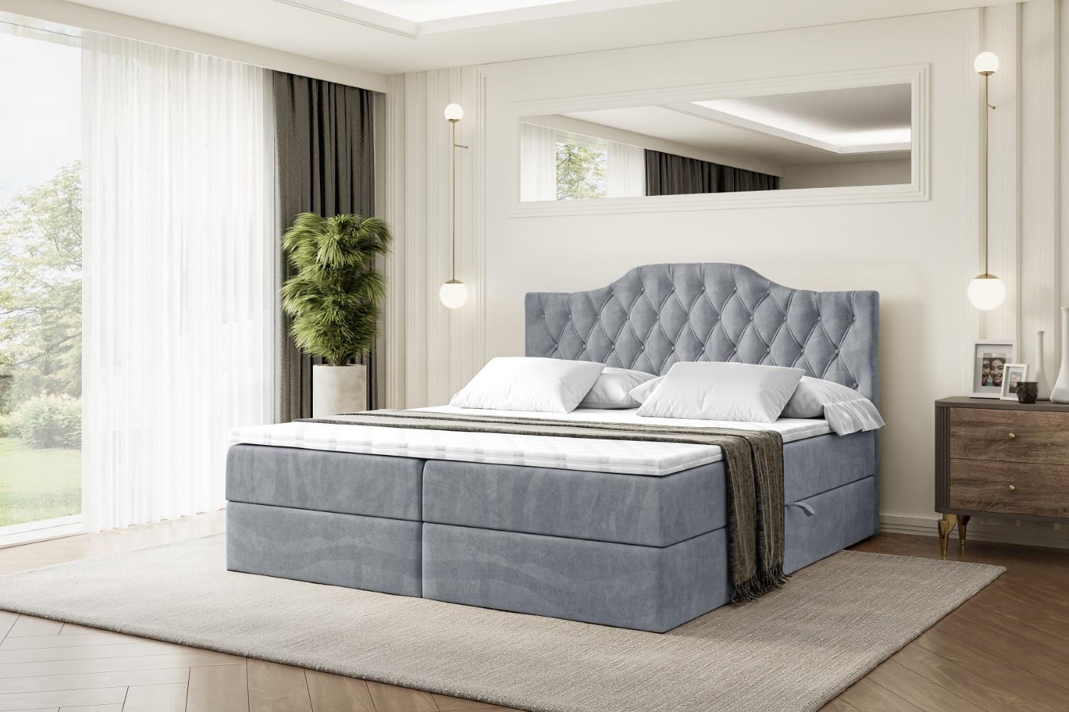wohnli-moebel-suche-800000646047-1 BOXBETT mit Matratze H4 und Lattenrost - VILA-1 - 120x200 cm - H4 - Grau Holzwerkstoff ALTDECOR Möbel > Betten > Boxspringbetten Grau