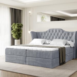 wohnli-moebel-suche-800000646059-1 BOXBETT mit Matratze H3 und Lattenrost - VILA - 200x200 cm Grau Holzwerkstoff ALTDECOR Möbel > Betten > Boxspringbetten Grau
