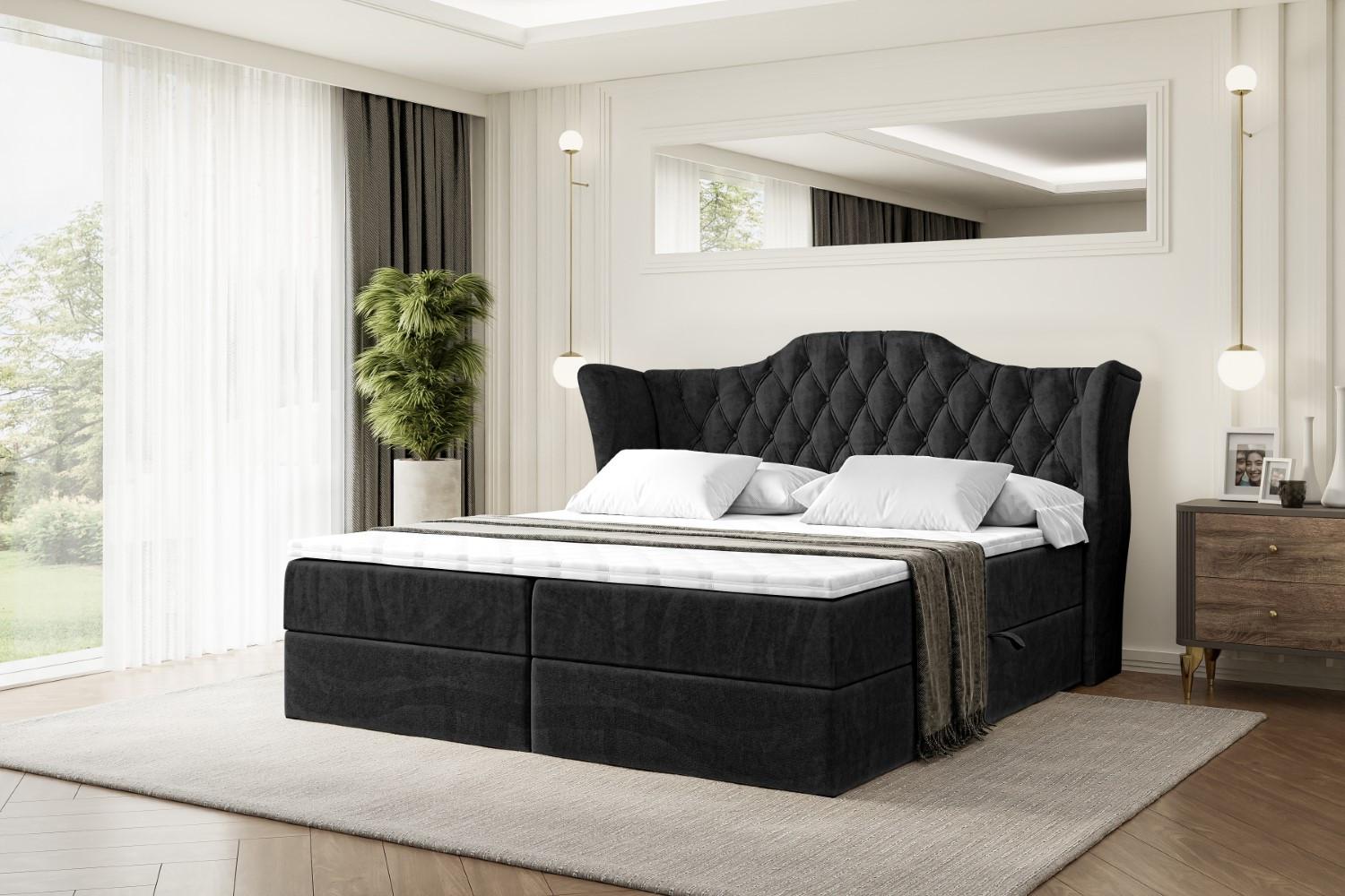 BOXBETT mit Matratze H4 und Lattenrost - VILA - 140x200 cm - H4 - Schwarz Holzwerkstoff ALTDECOR Möbel > Betten > Boxspringbetten Schwarz