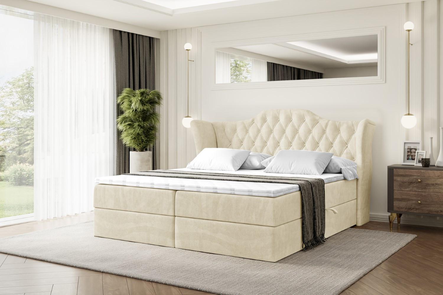 wohnli-moebel-suche-800000646119-1 BOXBETT mit Matratze H4 und Lattenrost - VILA - 180x200 cm - H4 - Beige Holzwerkstoff ALTDECOR Möbel > Betten > Boxspringbetten Beige