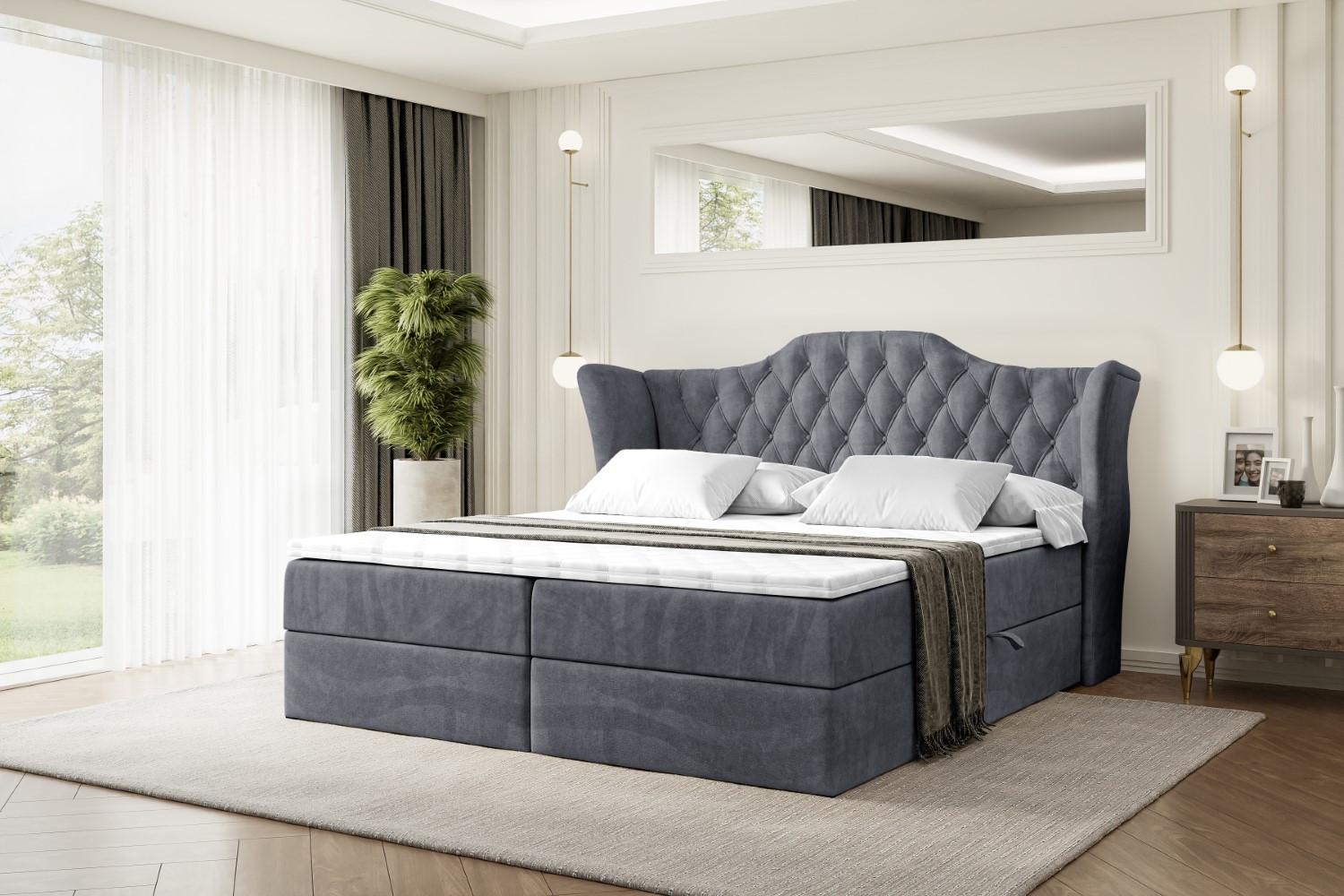 wohnli-moebel-suche-800000646125-1 BOXBETT mit Matratze H4 und Lattenrost - VILA - 180x200 cm - H4 - Dunkelgrau Holzwerkstoff ALTDECOR Möbel > Betten > Boxspringbetten Grau