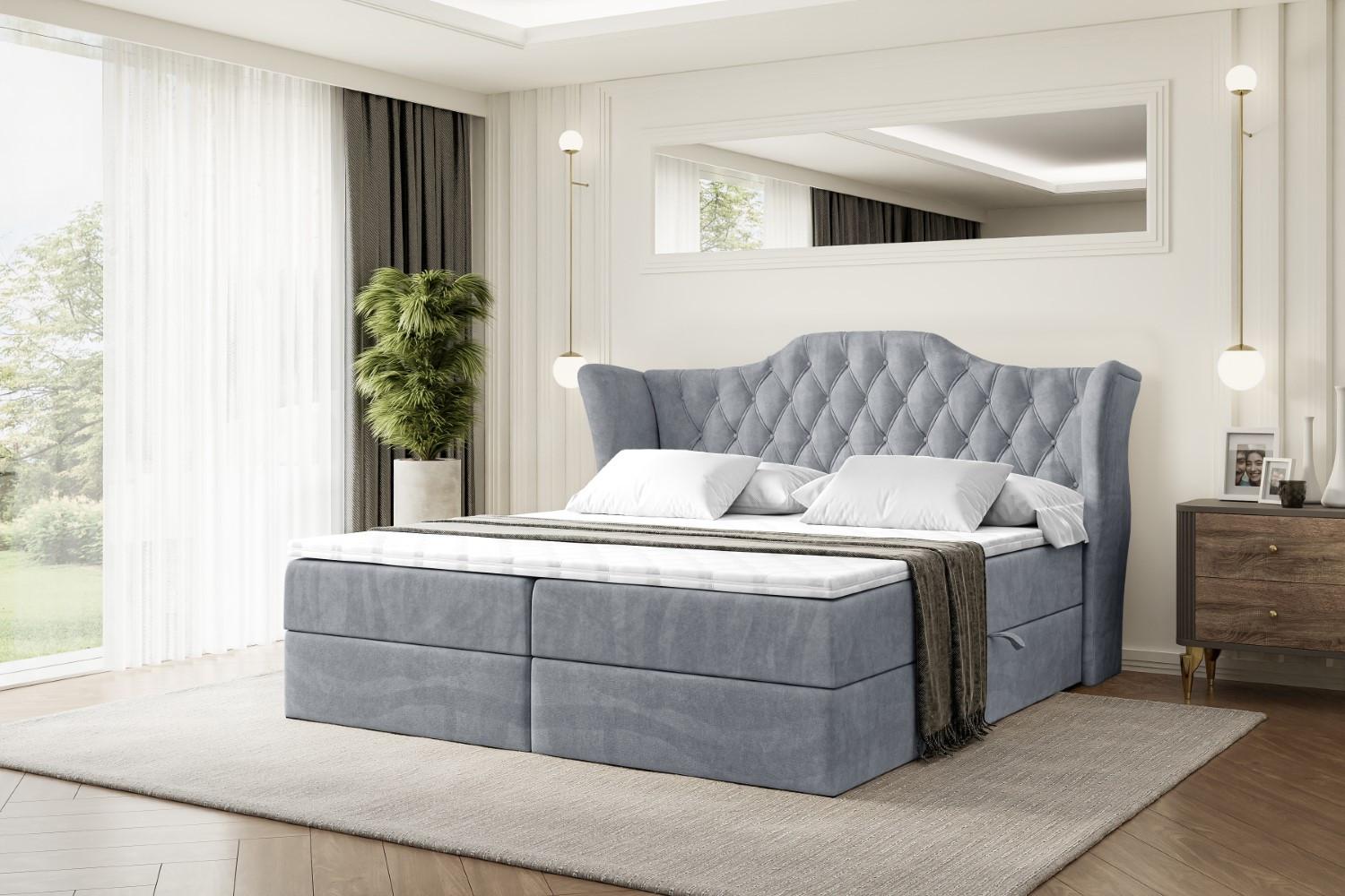 BOXBETT mit Matratze H4 und Lattenrost - VILA - 180x200 cm - H4 - Grau Holzwerkstoff ALTDECOR Möbel > Betten > Boxspringbetten Grau