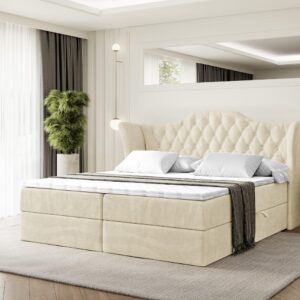 wohnli-moebel-suche-800000646138-1 BOXBETT mit Matratze H3 und Lattenrost - VILA - 200x200 cm Beige Holzwerkstoff ALTDECOR Möbel > Betten > Boxspringbetten Beige