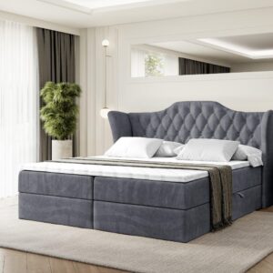 wohnli-moebel-suche-800000646144-1 BOXBETT mit Matratze H3 und Lattenrost - VILA - 180x200 cm Dunkelgrau Holzwerkstoff ALTDECOR Möbel > Betten > Boxspringbetten Grau
