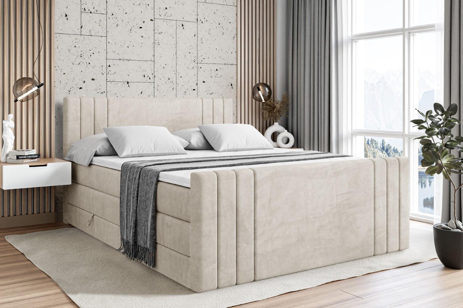 BOXSPRINGBETT IDRIKO-Z KING - 140x200 - H3/H4 - Creme Holzwerkstoff ALTDECOR Möbel > Betten > Boxspringbetten Weiß