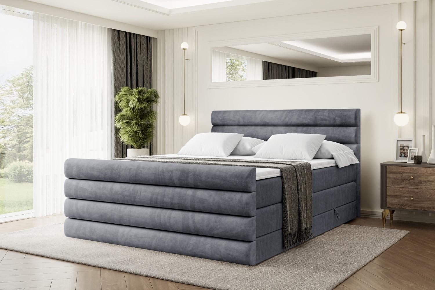 wohnli-moebel-suche-800000646382-1 BOXSPRINGBETT CELESTIA-Z KING - 200x200 - H3/H4 - Dunkelgrau Holzwerkstoff ALTDECOR Möbel > Betten > Boxspringbetten Grau