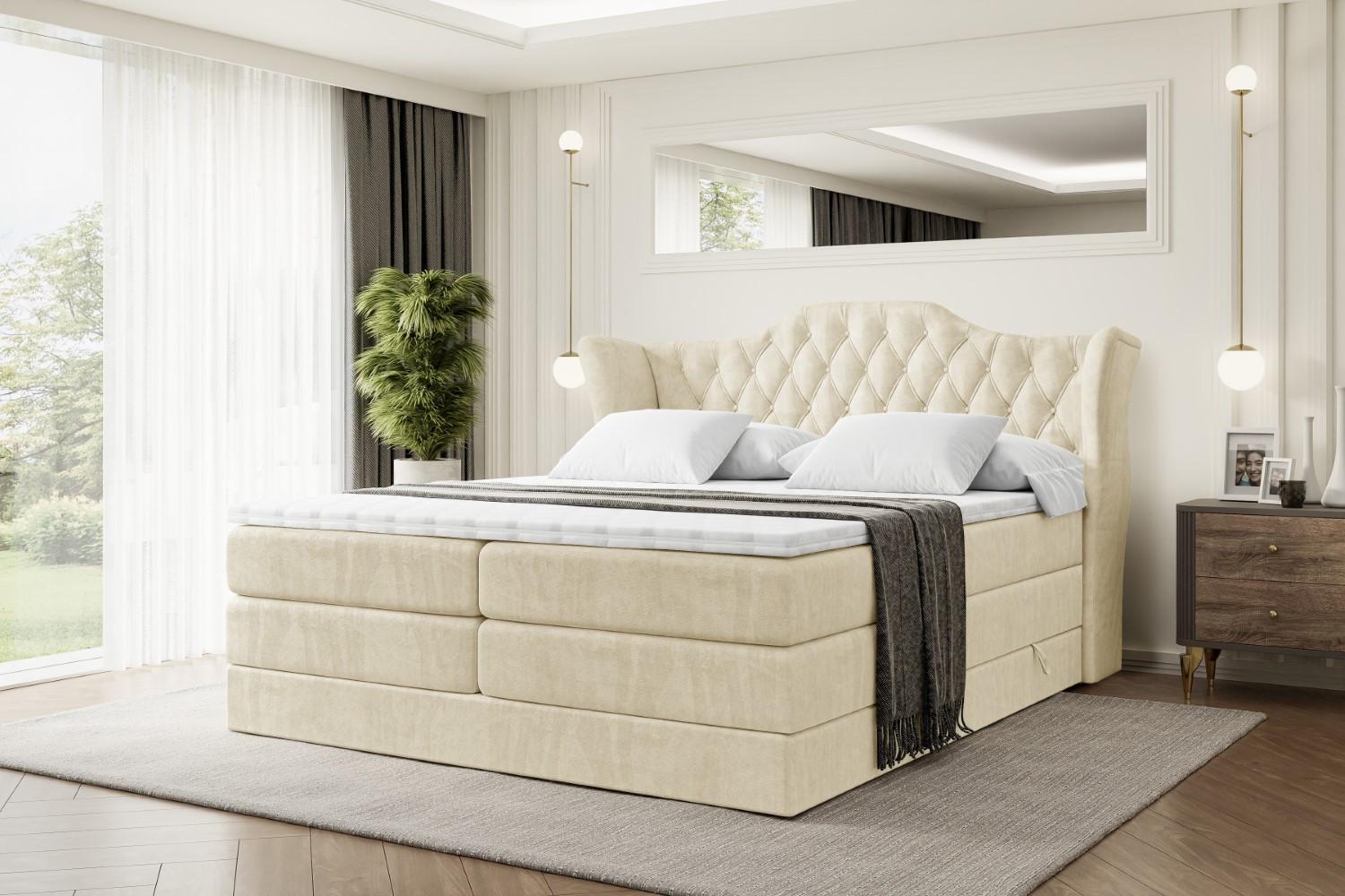 wohnli-moebel-suche-800000646385-1 BOXSPRINGBETT VILA KING - 140x200 - H3/H4 - Beige Holzwerkstoff ALTDECOR Möbel > Betten > Boxspringbetten Beige