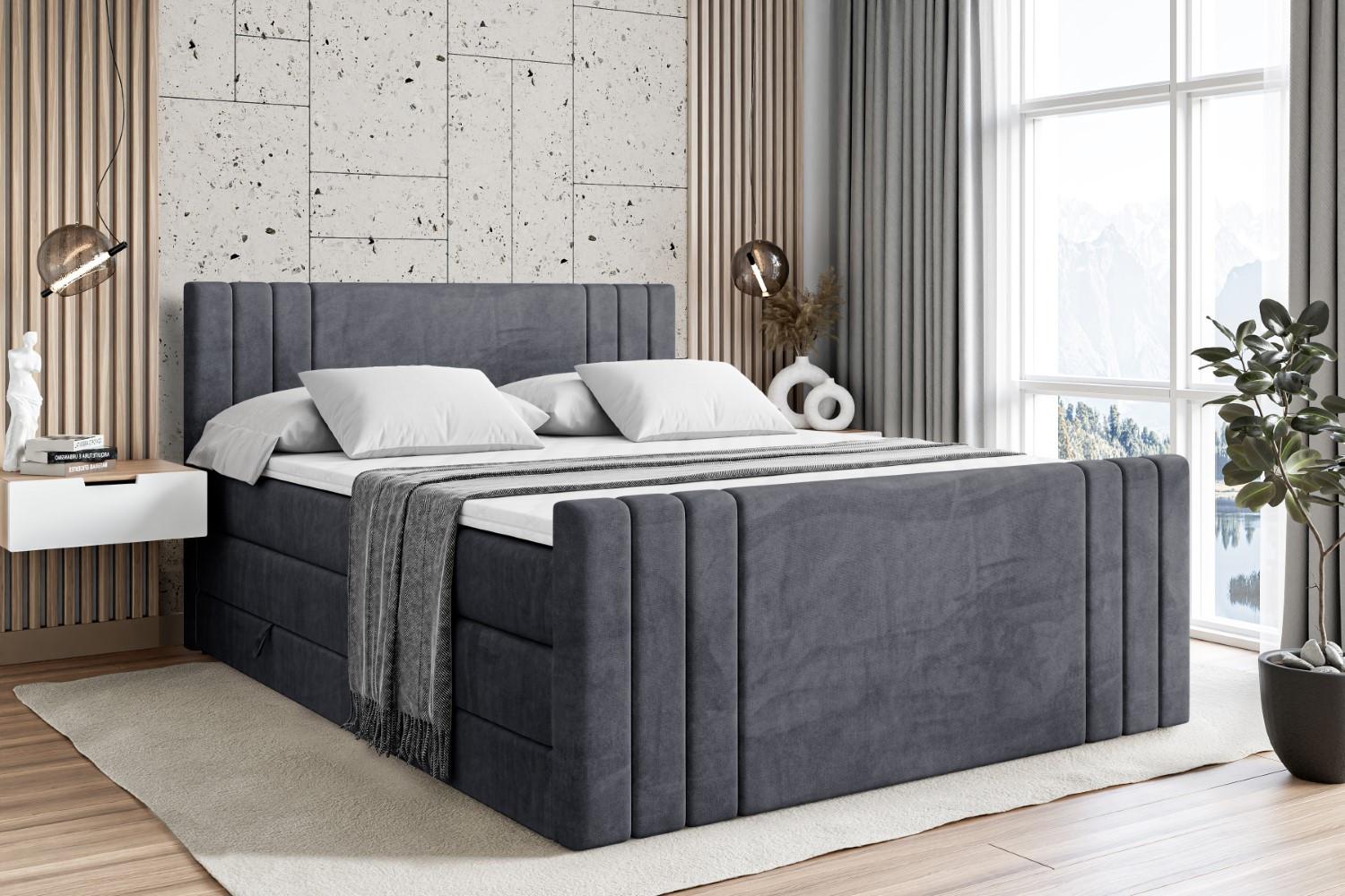 wohnli-moebel-suche-800000646389-1 BOXSPRINGBETT IDRIKO-Z KING - 160x200 - H3/H4 - Dunkelgrau Holzwerkstoff ALTDECOR Möbel > Betten > Boxspringbetten Grau