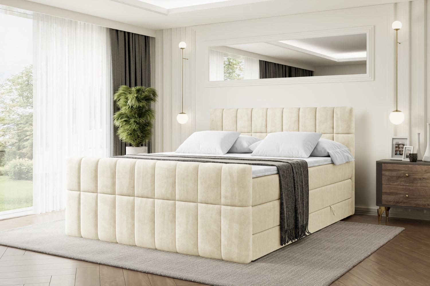 wohnli-moebel-suche-800000646401-1 BOXSPRINGBETT MIAMI-Z KING - 120x200 - H3/H4 - Beige Holzwerkstoff ALTDECOR Möbel > Betten > Boxspringbetten Beige