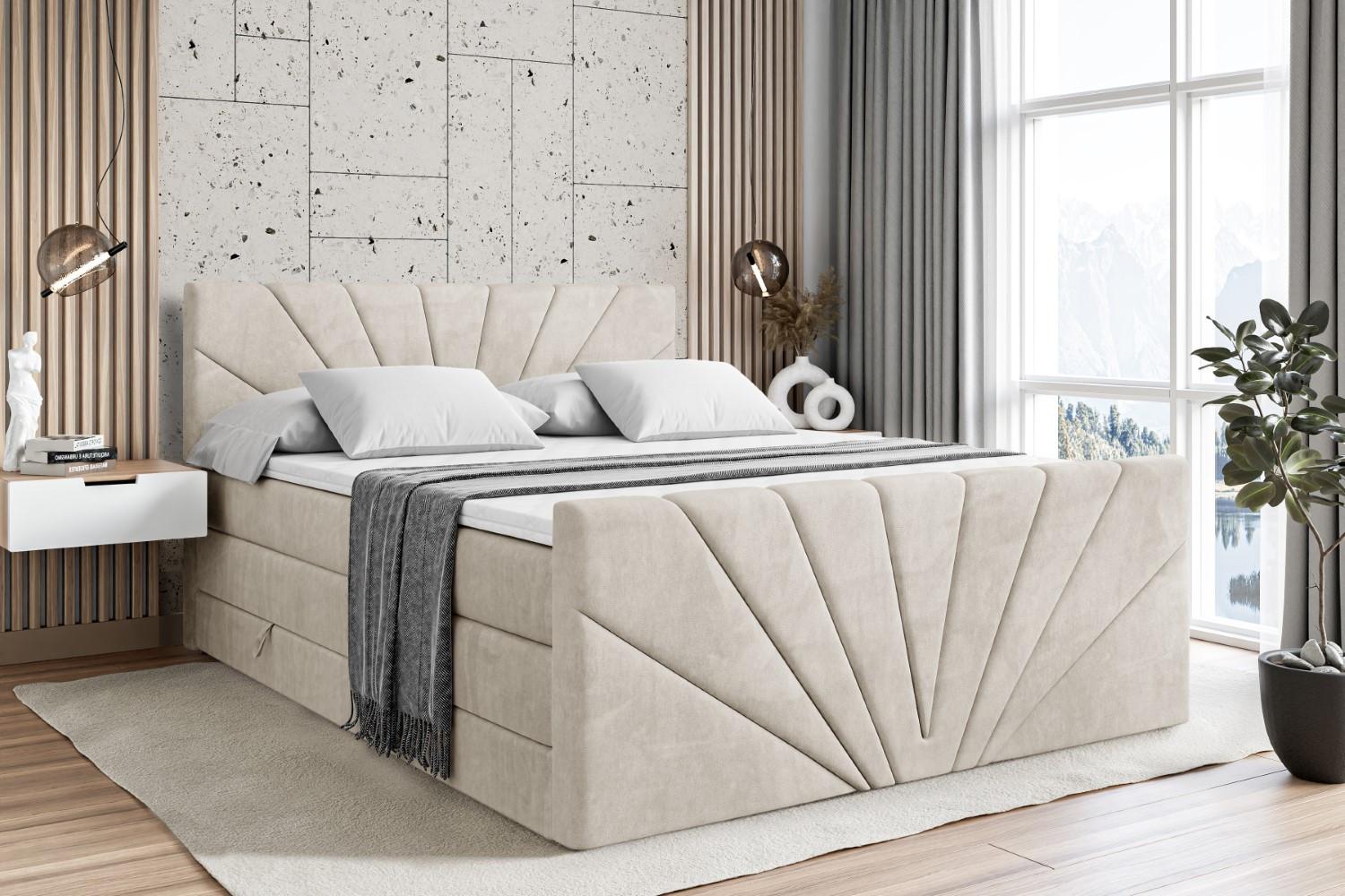 BOXSPRINGBETT MILTIO-Z KING - 160x200 - H3/H4 - Creme Holzwerkstoff ALTDECOR Möbel > Betten > Boxspringbetten Weiß