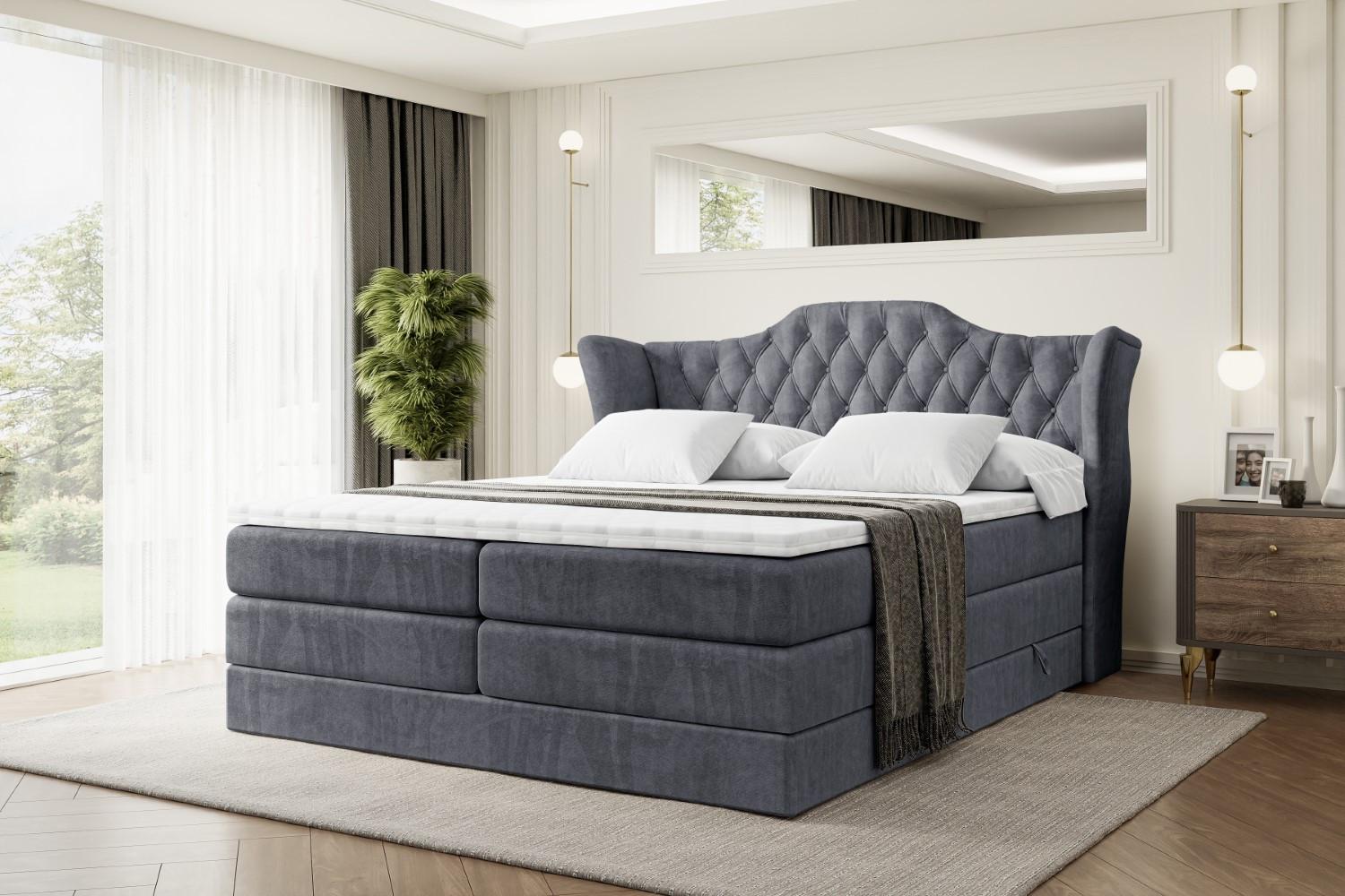 wohnli-moebel-suche-800000646412-1 BOXSPRINGBETT VILA KING - 200x200 - H3/H4 - Dunkelgrau Holzwerkstoff ALTDECOR Möbel > Betten > Boxspringbetten Grau