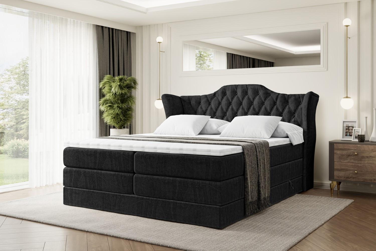 wohnli-moebel-suche-800000646420-1 BOXSPRINGBETT VILA KING - 120x200 - H3/H4 - Schwarz Holzwerkstoff ALTDECOR Möbel > Betten > Boxspringbetten Schwarz