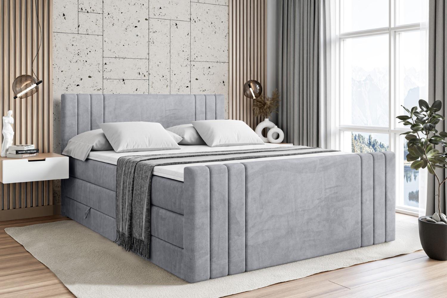 wohnli-moebel-suche-800000646462-1 BOXSPRINGBETT IDRIKO-Z KING - 160x200 - H3/H4 - Hellgrau Holzwerkstoff ALTDECOR Möbel > Betten > Boxspringbetten Grau