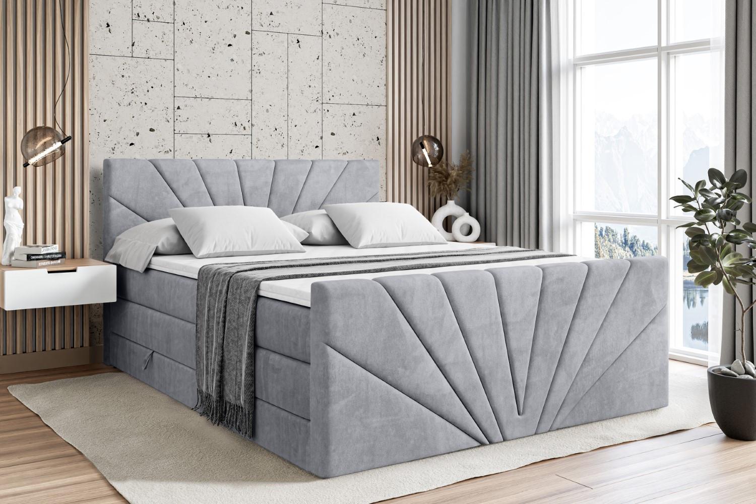 wohnli-moebel-suche-800000646491-1 BOXSPRINGBETT MILTIO-Z KING - 140x200 - H3/H4 - Hellgrau Holzwerkstoff ALTDECOR Möbel > Betten > Boxspringbetten Grau