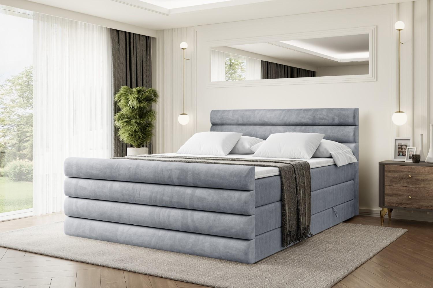 BOXSPRINGBETT CELESTIA-Z KING - 160x200 - H3/H4 - Grau Holzwerkstoff ALTDECOR Möbel > Betten > Boxspringbetten Grau
